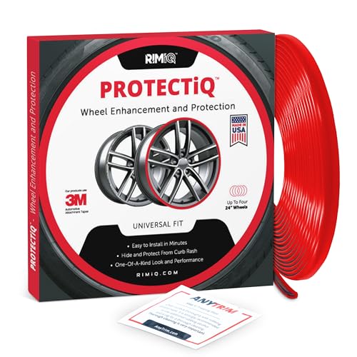 RIMiQ PROTECTiQ Universal Wheel Protection - 1/4" Trim Easy to Apply with Automotive 3M Tape. 6 Colors - Fits Up to 24" Rims - Including Tesla - Red - Image 1