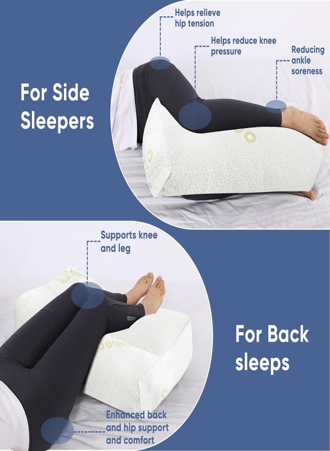 MINUPWELL 6.5" Knee Pillow for Side Sleepers - 100% Shredded Memory Foam Leg Pillow for Side Sleeping - Between Leg & Under Hip Pillow - Relieving Leg, Back, and Knee Pain - Rayon Derived from Bamboo - Image 4