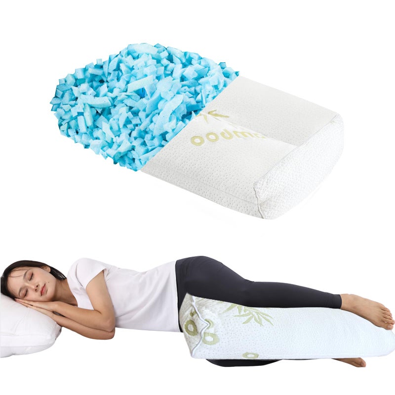 MINUPWELL 6.5" Knee Pillow for Side Sleepers - 100% Shredded Memory Foam Leg Pillow for Side Sleeping - Between Leg & Under Hip Pillow - Relieving Leg, Back, and Knee Pain - Rayon Derived from Bamboo - Image 1