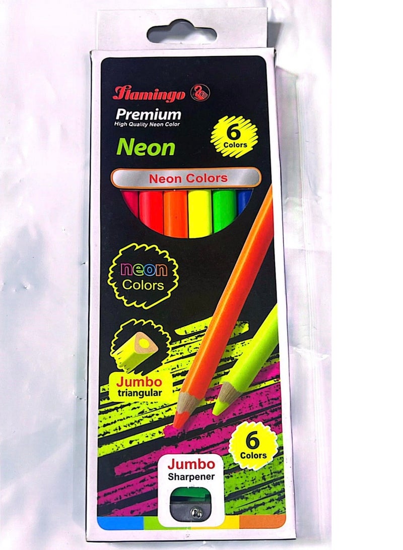 Flamingo Flamingo Premium 6 Pcs Jumbo Neon Colors Pencils - Image 2