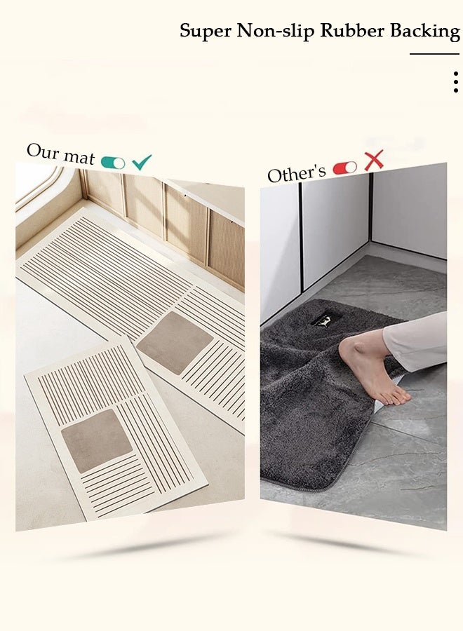 DUNISO طقم سجادات ومشايات مطبخ 2 قطعة، سجادة واقفة ثقيلة غير قابلة للانزلاق، سجادة أرضية سريعة الجفاف من طين الدياتوم، سجادات أرضية فائقة النعومة وامتصاص للمطبخ، الحمام، المكتب، وغسيل الملابس (40*60 سم + 40*120 سم) - Image 3