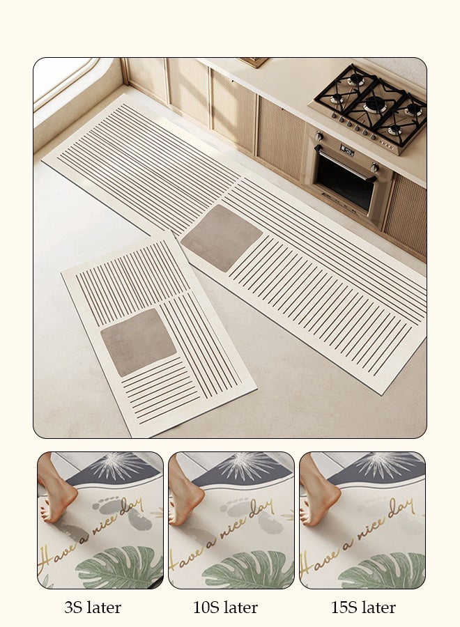 DUNISO طقم سجادات ومشايات مطبخ 2 قطعة، سجادة واقفة ثقيلة غير قابلة للانزلاق، سجادة أرضية سريعة الجفاف من طين الدياتوم، سجادات أرضية فائقة النعومة وامتصاص للمطبخ، الحمام، المكتب، وغسيل الملابس (40*60 سم + 40*120 سم) - Image 2