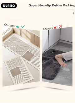DUNISO 2 PCS  Kitchen Mats and Rugs Set , Non Slip Heavy Duty Standing Mat, Quick Dry Diatom Mud Floor Mat,  Extra Soft and Absorbent Floor Mats for  Kitchen, Bath, Office, Laundry(40*60cm+40*120cm)  - Image 3