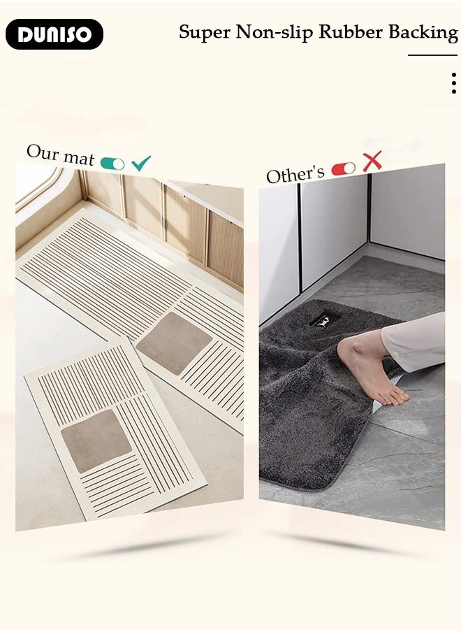 DUNISO 2 PCS  Kitchen Mats and Rugs Set , Non Slip Heavy Duty Standing Mat, Quick Dry Diatom Mud Floor Mat,  Extra Soft and Absorbent Floor Mats for  Kitchen, Bath, Office, Laundry(40*60cm+40*120cm)  - Image 3