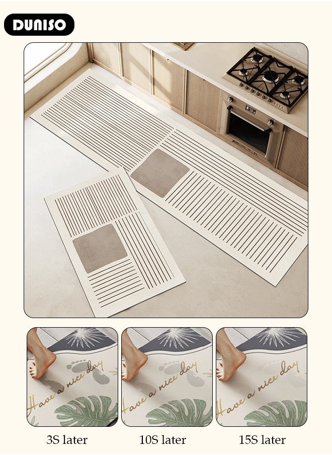 DUNISO - 2 PCS  Kitchen Mats and Rugs Set , Non Slip Heavy Duty Standing Mat, Quick Dry Diatom Mud Floor Mat,  Extra Soft and Absorbent Floor Mats for  Kitchen, Bath, Office, Laundry(40*60cm+40*120cm) - Image 1