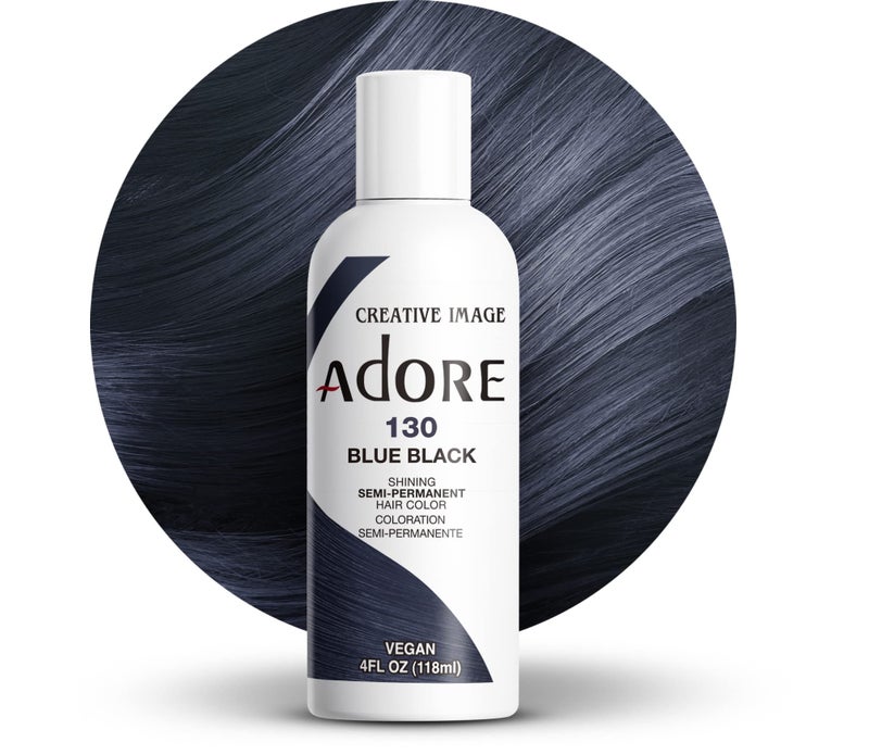 Adore Semi Permanent Hair Color (130 Blue Black) | Vegan & Cruelty-Free Black Hair Dye | No Ammonia, No Peroxide, No Alcohol | 4 Fl Oz - Image 1