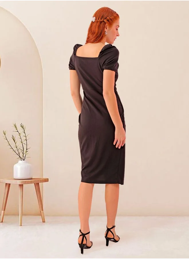 Freehand Women Fitted Casual Textured Wrap Dress