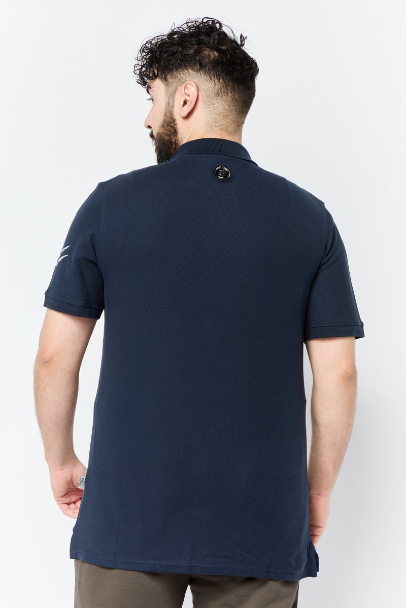 PHILIPP PLEIN Plein Sport Men Sportswear Fit Short Sleeves Outdoor Polo Shirt, Navy - Image 4