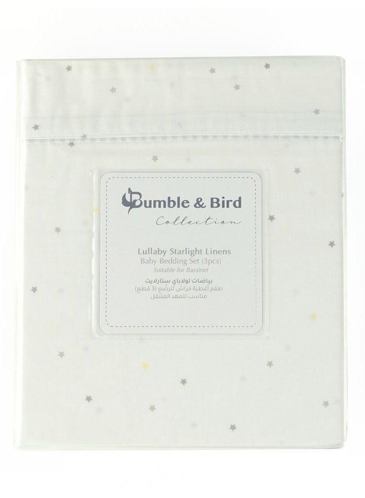 Bumble & Bird Bumble & Bird - Cotton Stars Baby Bedding For Moses Basket - Grey - 3pcs  - Image 3