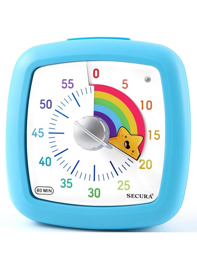 Secura ساعة توقيت بصرية سريعة 60 دقيقة، ساعة دراسة صامتة للأطفال والبالغين، ساعات، مؤقت العد التنازلي لإدارة الوقت للتعليم (أزرق ونجمة) - Image 1