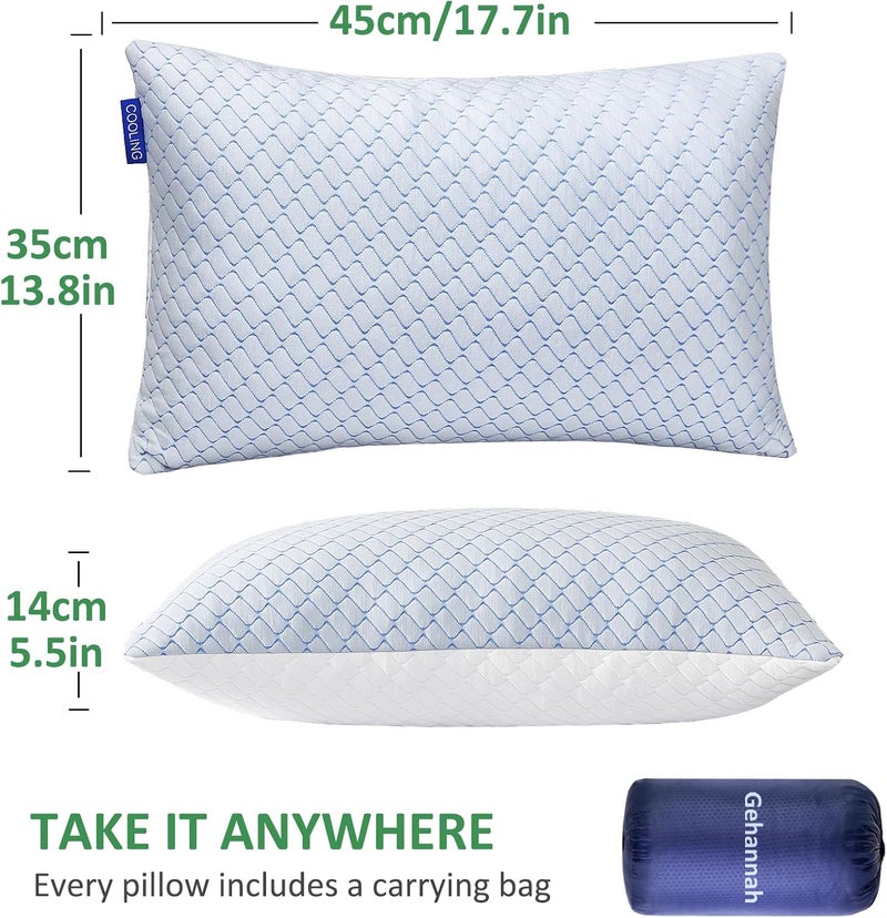 Gehannah Travel Pillow - Large 2 Pack Compressible Camping Pillow for Sleeping - Shredded Memory Foam with 2 Storage Bags - Image 5