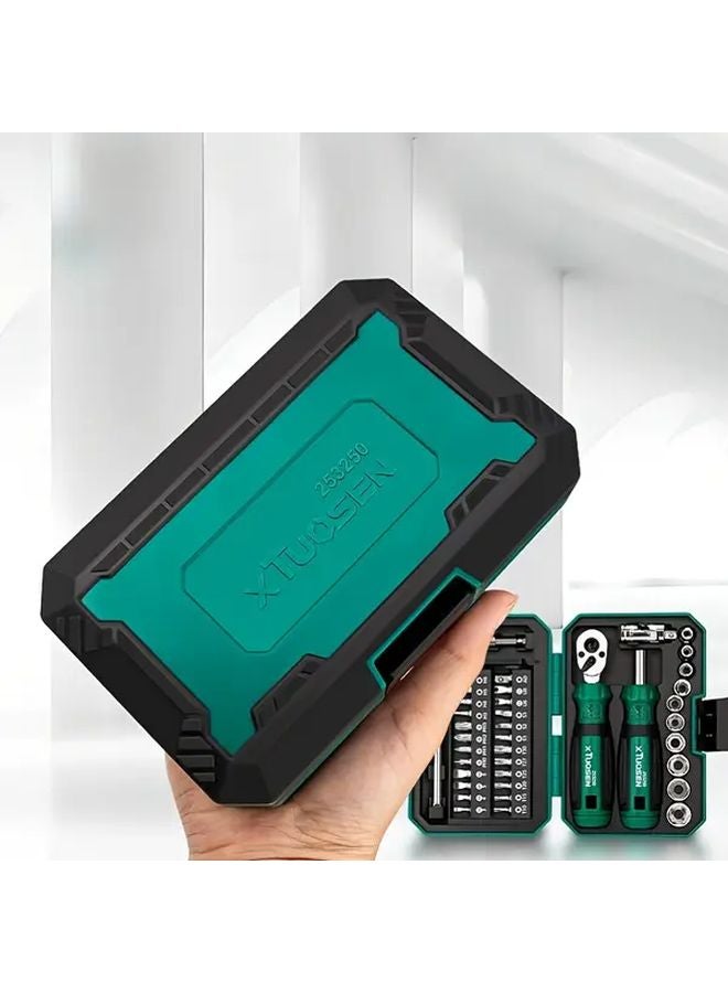 مجموعة أدوات إصلاح متعددة الوظائف من 40 قطعة مع مفتاح براغي طارة ذو روchet وأكمام عزم الدوران - Image 5