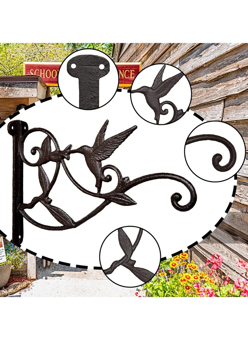 كابتن تيك 2pcs Plant Hangers Outdoor Plant Hooks for Wall/Fence 10 Inch, Decorative Plant Bracket Lantern Hooks Rustic Iron Wall Hooks Hummingbird Hooks - Image 2