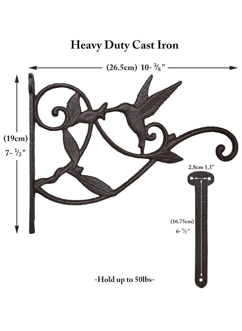 كابتن تيك 2pcs Plant Hangers Outdoor Plant Hooks for Wall/Fence 10 Inch, Decorative Plant Bracket Lantern Hooks Rustic Iron Wall Hooks Hummingbird Hooks - Image 3