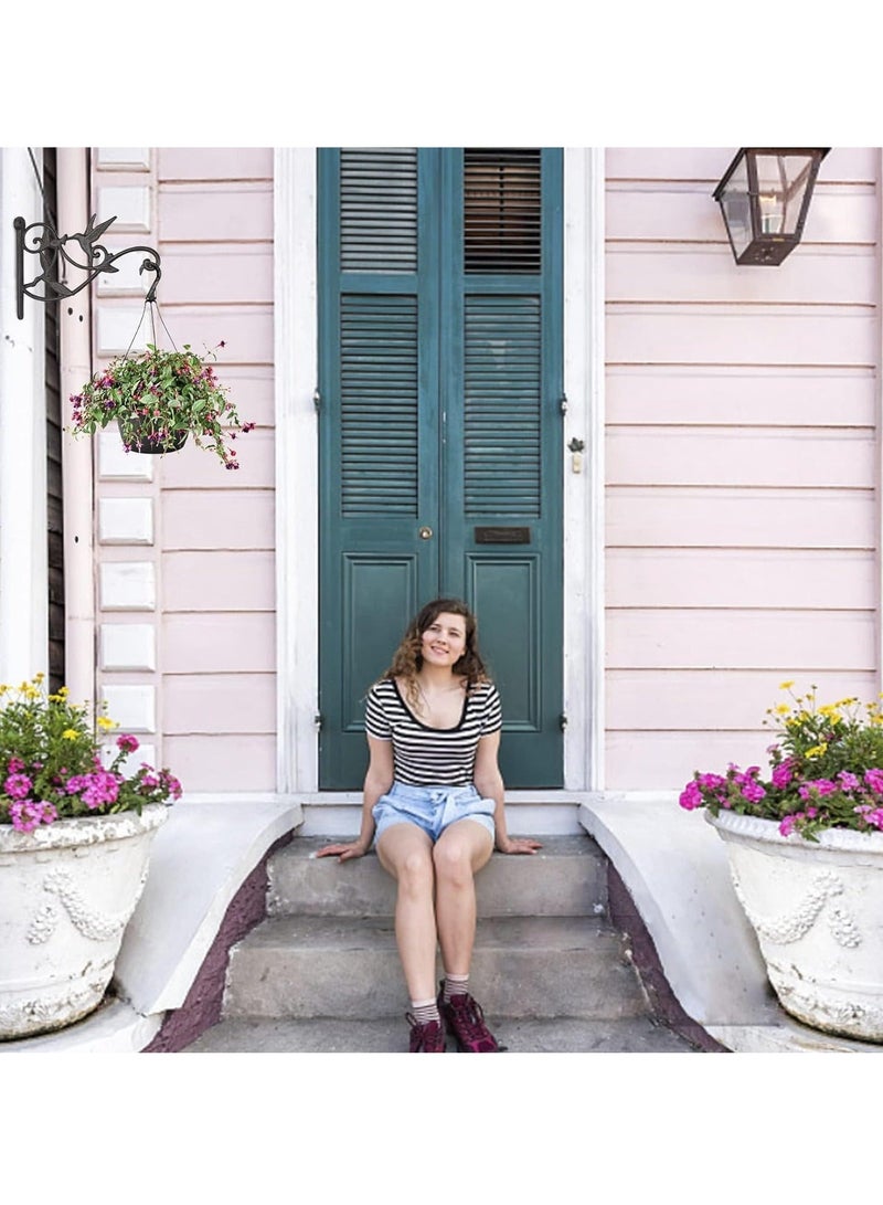 كابتن تيك 2pcs Plant Hangers Outdoor Plant Hooks for Wall/Fence 10 Inch, Decorative Plant Bracket Lantern Hooks Rustic Iron Wall Hooks Hummingbird Hooks - Image 4