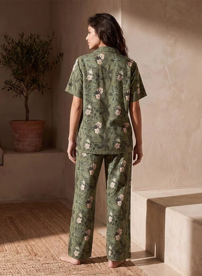 سبلاش فيڤ Pyjama Set Button Down Shirt & Trousers Viscose
