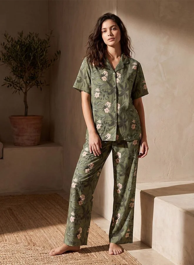 سبلاش فيڤ Pyjama Set Button Down Shirt & Trousers Viscose