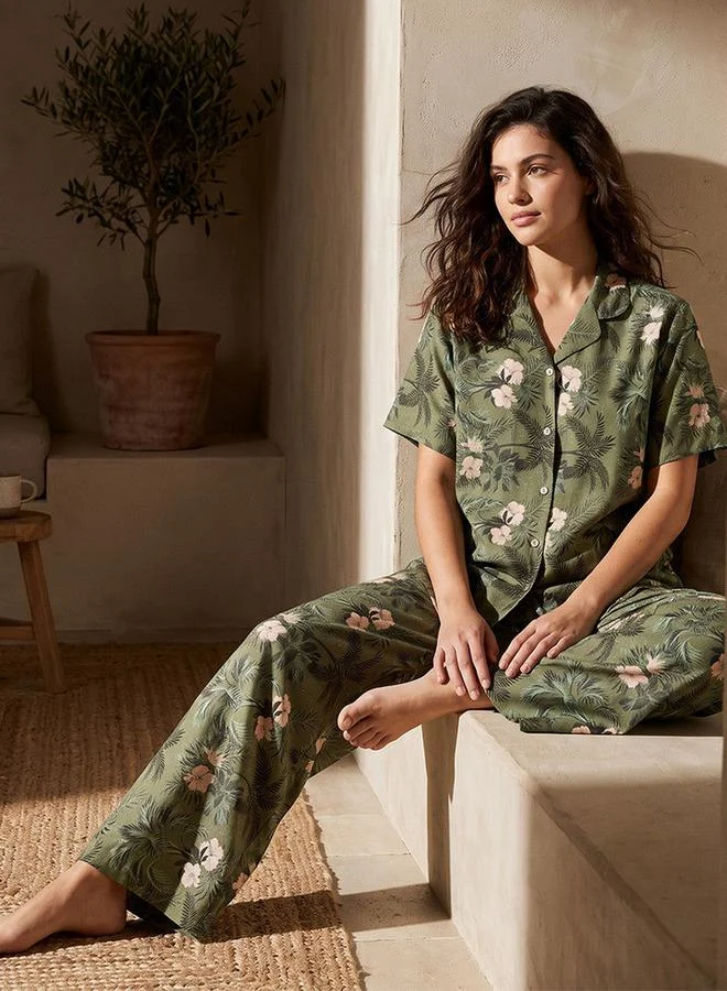 Splash FAV Pyjama Set Button Down Shirt & Trousers Viscose