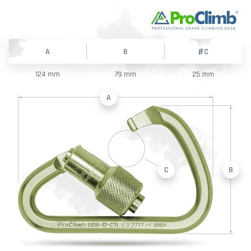 ProClimb USR-12-CTL Twist Steel Carabiner - 124 mm x 79 mm, ANSI Z359.1-2007/Z359.12-2009 Certified, 45 Kn Minimum Breaking Strength, Safety Supply Equipment - Made in Taiwan - Image 5