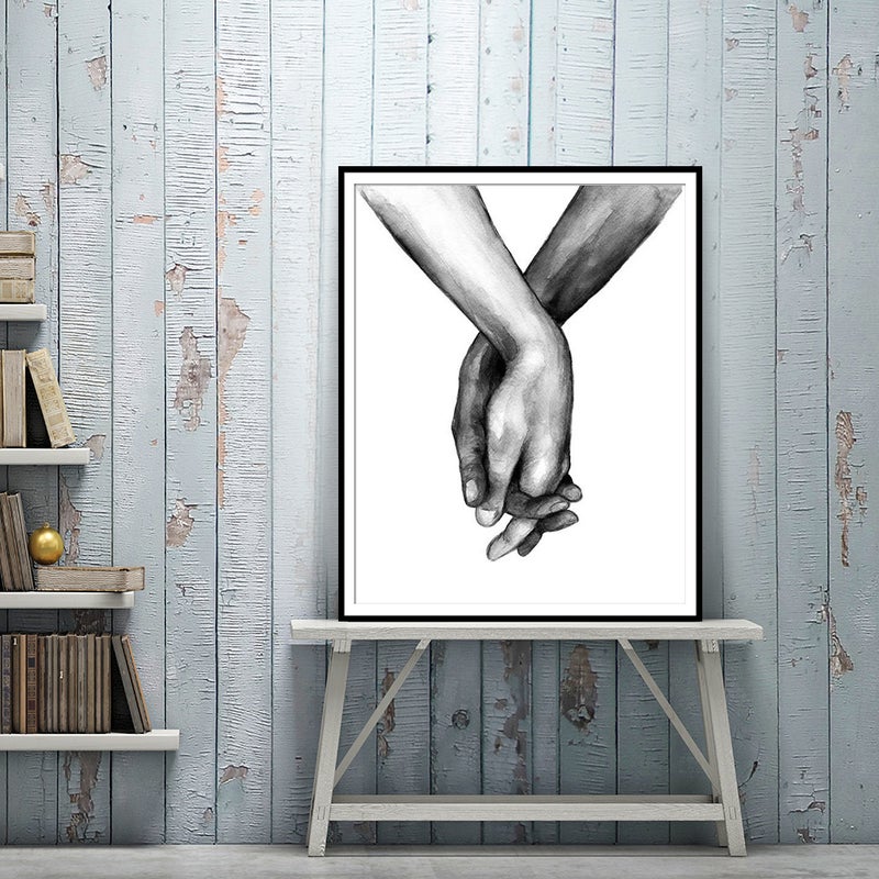 Hand In Hand Nordic Simple Canvas Painting Abstract Sketch Hand Letter Art Hanging Painting Living Room Study Decorative Painting Core - Image 5