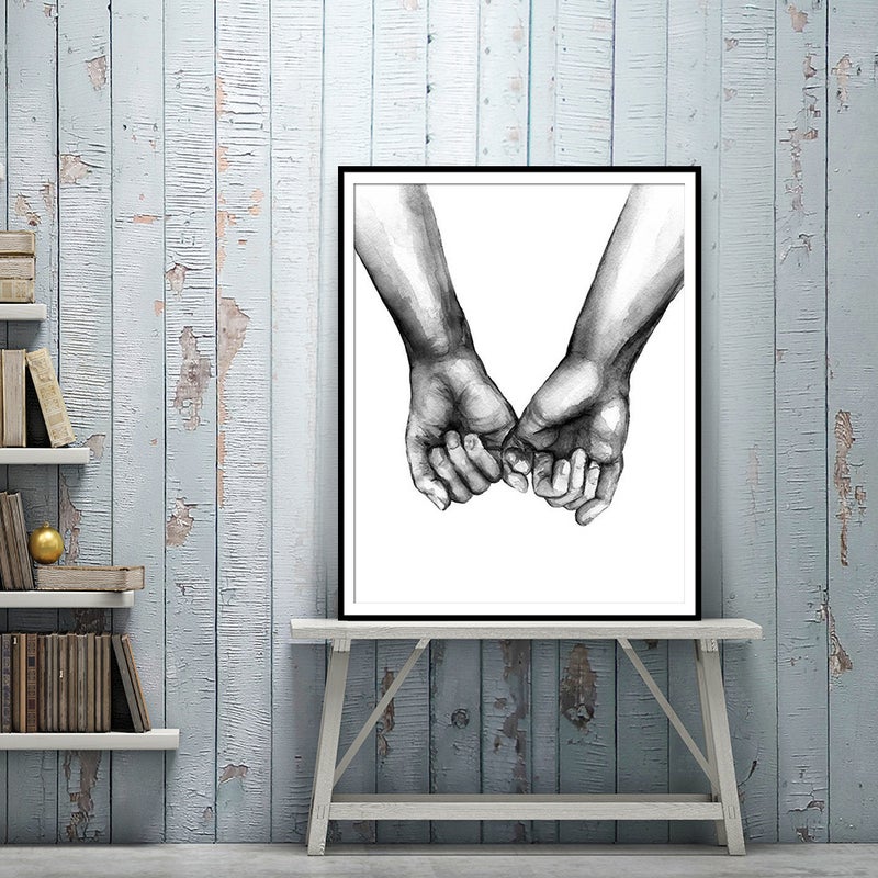 Hand In Hand Nordic Simple Canvas Painting Abstract Sketch Hand Letter Art Hanging Painting Living Room Study Decorative Painting Core - Image 3