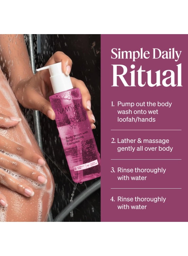 Namyaa Body Wash With Vitamin C Brightening Complex Fades Dark Spots Evens Skin Tone Gentle Daily Shower Gel 250ml Pack Of 1 - Image 2