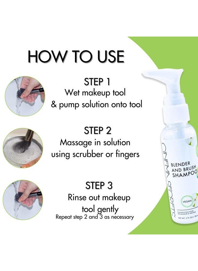 Cinema Secrets Cinema Secrets Vegan Makeup Brush Cleaner - Sponge & Makeup Brush Shampoo for Deep Cleansing - Removes Build-Up & Stains - Gentle & Cruelty-Free Beauty Tools Accessories (2 oz)  - Image 3