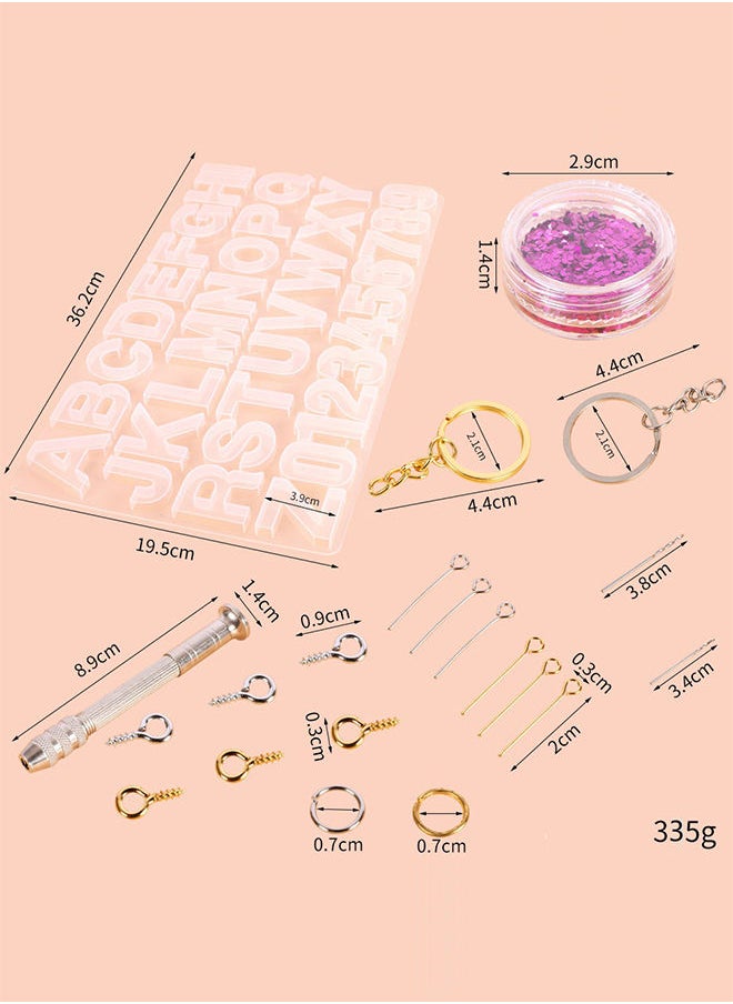186Pcs Alphabet Silicone Resin Casting Molds Kit, Reversed Letters & Numbers Epoxy Casting Molds with Pin Vise Set for DIY Making Keychain/House Number Resin Crafts