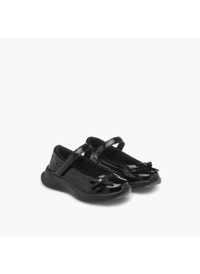 Dash Girls Bow Accent School Shoes with Hook and Loop Closure