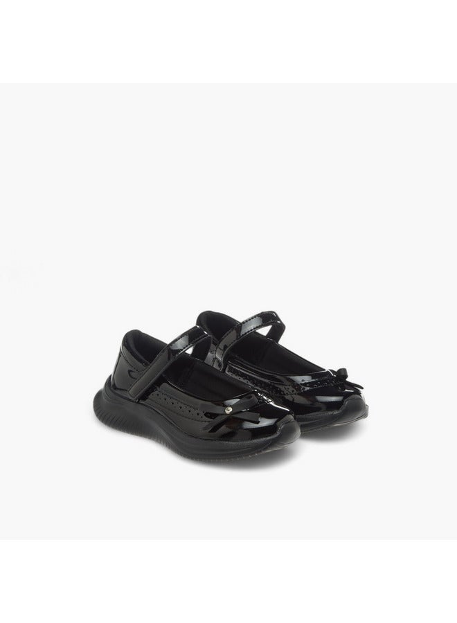 Dash Girls Bow Accent School Shoes with Hook and Loop Closure  - Image 1