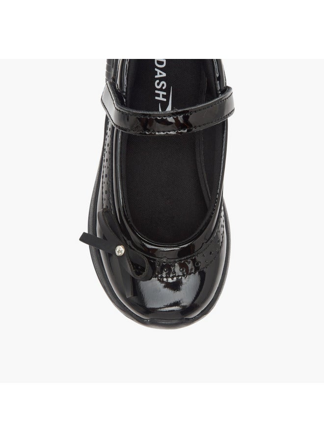 Dash Girls Bow Accent School Shoes with Hook and Loop Closure  - Image 4