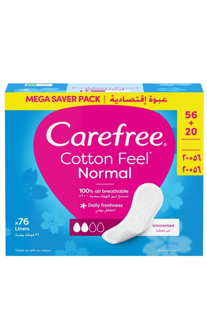 Carefree Cotton Feel Normal 76 Pieces - Image 1