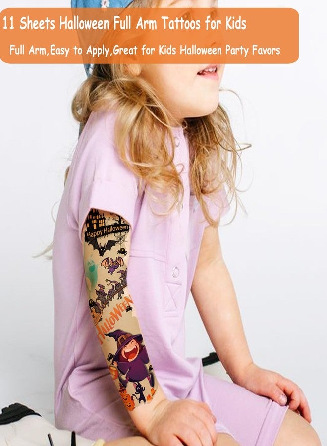 CHARLENT Kids Halloween Full Arm Temporary Tattoos - 11 Sheets Full Arm Halloween Tattoos for Boys Girls Halloween Party Favors Treats Goodie Bag Fillers - Image 3