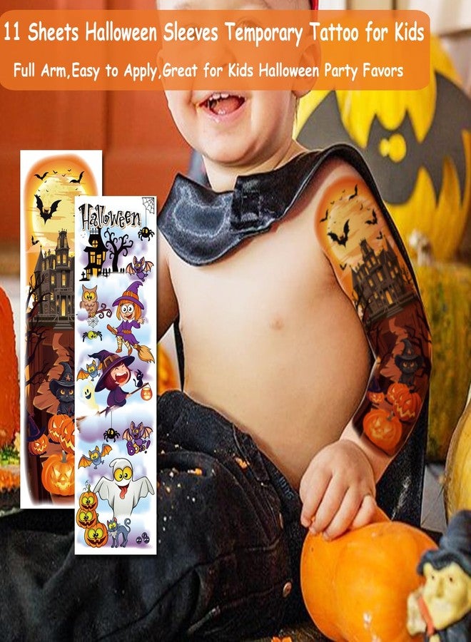 CHARLENT Kids Halloween Full Arm Temporary Tattoos - 11 Sheets Full Arm Halloween Tattoos for Boys Girls Halloween Party Favors Treats Goodie Bag Fillers - Image 2