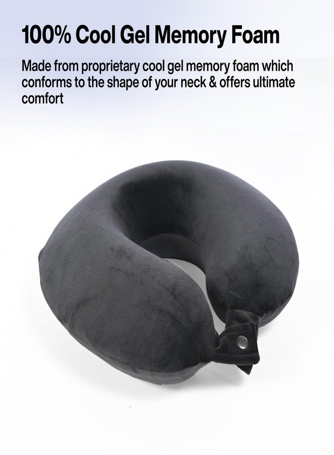 FOVERA Memory Foam Neck Rest Pillow for Neck Support, Travel Pillow for Resting in Flight, Car, Train and Bus (Velvet Dark Grey, Pack of 1) - Image 4