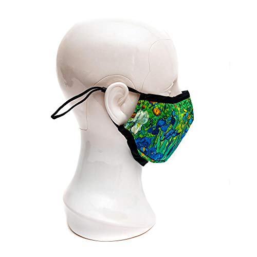 MODGY Fashion Mask 3-Layer Cloth Face Masks with Filter Pocket Insert, Nose Wire, Adjustable Ear Loops, Breathable, Reusable, Washable, Women, Men, Adults, Van Gogh Irises - Image 3