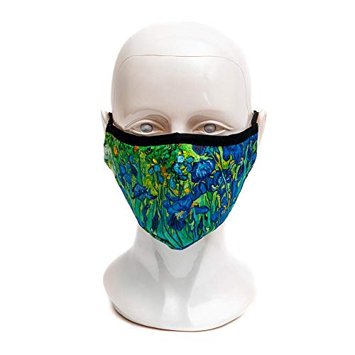 MODGY Fashion Mask 3-Layer Cloth Face Masks with Filter Pocket Insert, Nose Wire, Adjustable Ear Loops, Breathable, Reusable, Washable, Women, Men, Adults, Van Gogh Irises - Image 2