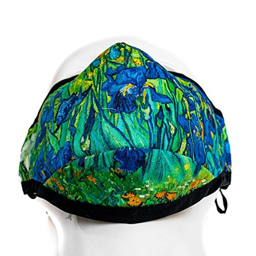 MODGY Fashion Mask 3-Layer Cloth Face Masks with Filter Pocket Insert, Nose Wire, Adjustable Ear Loops, Breathable, Reusable, Washable, Women, Men, Adults, Van Gogh Irises - Image 4
