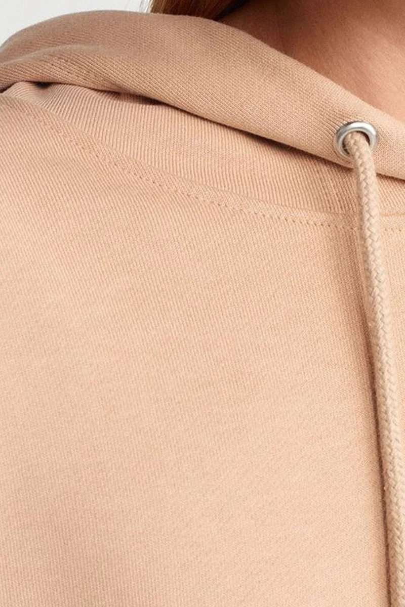 Dilvin Beige Natural DILVIN Oversized Cotton Hooded Sweatshirt With Slit for Women | Best Price UAE