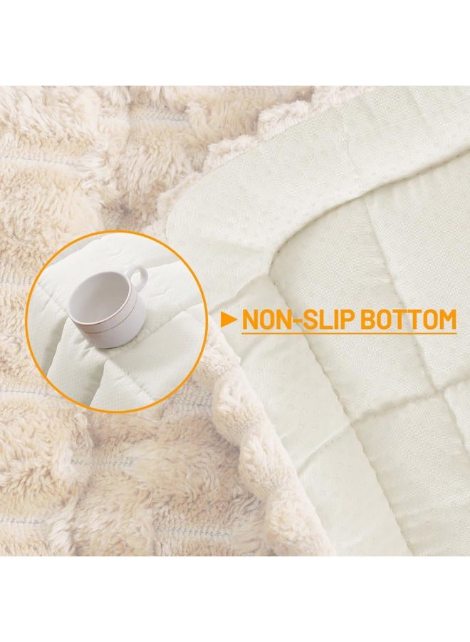 Smiry Pet Couch Cover for 3 Cushion Sofa, Non-Slip Fuzzy Couch Cover for Dogs Washable, Thick Soft Sofa Slipcovers Cushion Protector Pet Friendly (Cream, 27.6" x 82.7") - Image 4