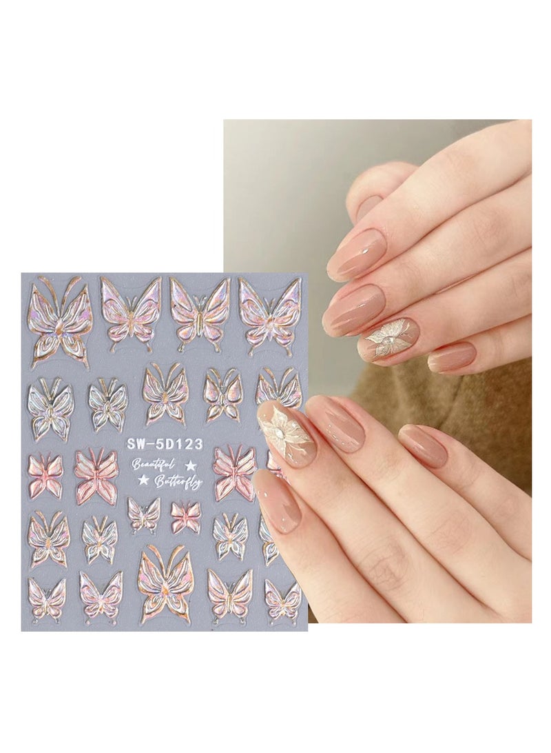 Goolsky Butterfly Nail Art Stickers Self Adhesive Nail Decals Vanessa Nail Designs Decorations for Nail Gel Polish - Image 1