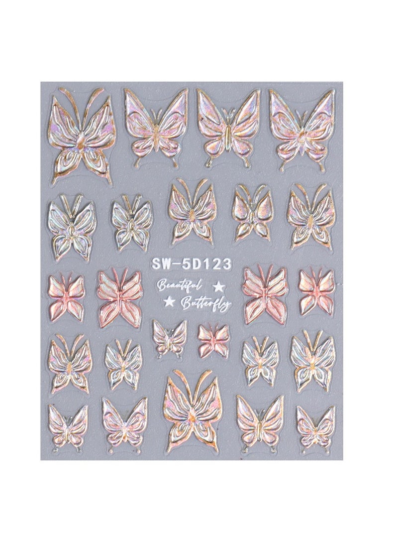 Goolsky Butterfly Nail Art Stickers Self Adhesive Nail Decals Vanessa Nail Designs Decorations for Nail Gel Polish - Image 2