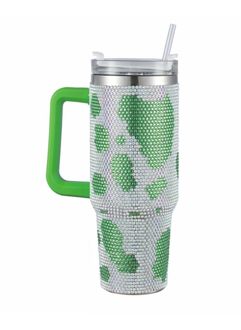 40oz Rhinestone Tumbler Stainless Steel Straw Women Cup Shiny Diamond Travel Car Thermoses Coffee Mug Water Bottle Drinkware