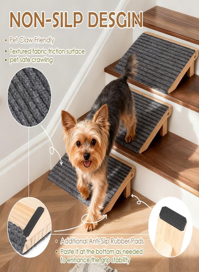 KISIMUY 2-Pack Foldable Dog Ramp for Stairs – Lightweight Safe Wooden Pet Steps with Low-Angled Design & Anti-Slip Carpet Surface, Portable Dog Stairs to Assist Elderly/Injured Small Medium Large Dogs - Image 5