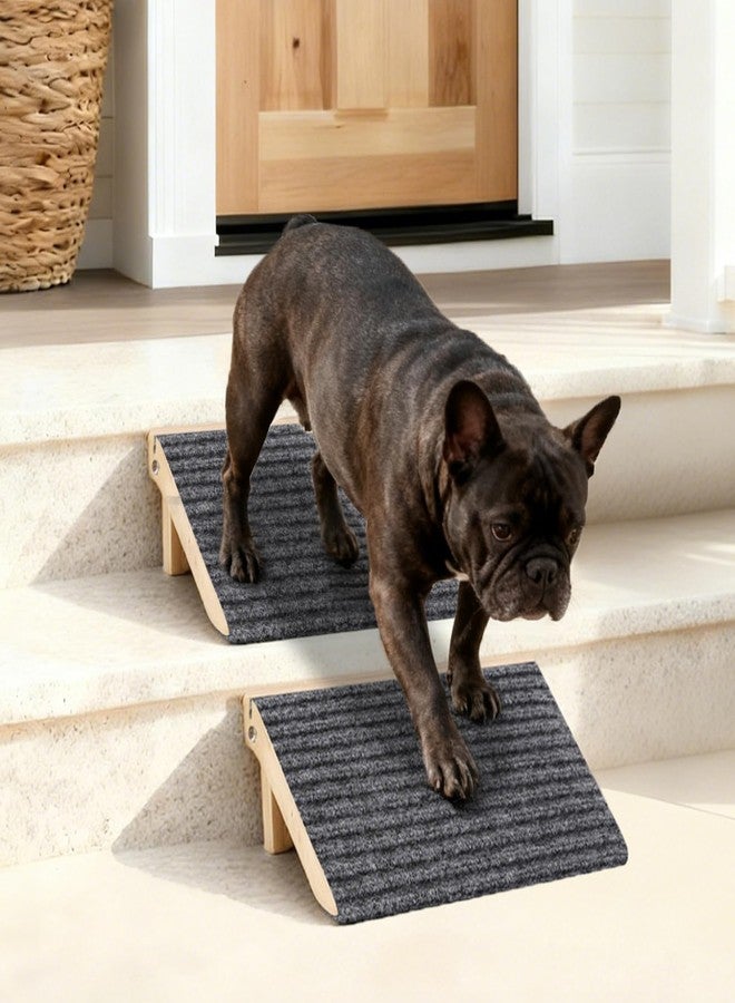KISIMUY 2-Pack Foldable Dog Ramp for Stairs – Lightweight Safe Wooden Pet Steps with Low-Angled Design & Anti-Slip Carpet Surface, Portable Dog Stairs to Assist Elderly/Injured Small Medium Large Dogs - Image 1