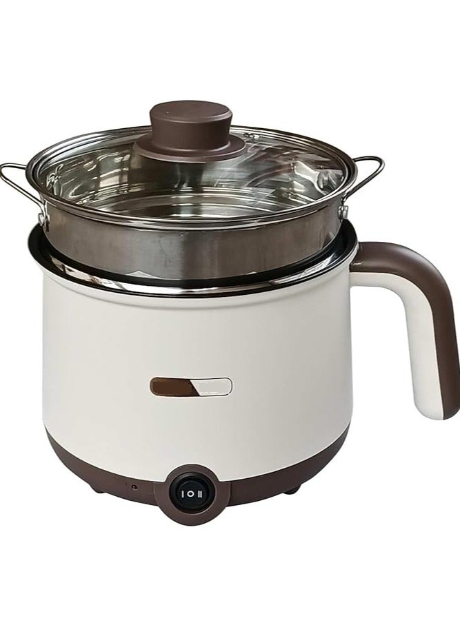 Beauenty Electric Hot Pot:1.5 L Ramen Cooker, Dual Power Mini Portable Multi-Functional Lazy Pot for Pasta, Noodles, Egg, Soup, Non-Stick Noodle Cooker with Boil Dry Protection for Dorm, Office (off-white) - Image 1