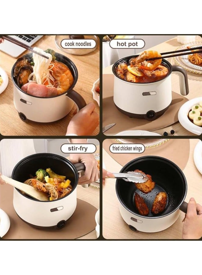 Beauenty Electric Hot Pot:1.5 L Ramen Cooker, Dual Power Mini Portable Multi-Functional Lazy Pot for Pasta, Noodles, Egg, Soup, Non-Stick Noodle Cooker with Boil Dry Protection for Dorm, Office (off-white) - Image 4