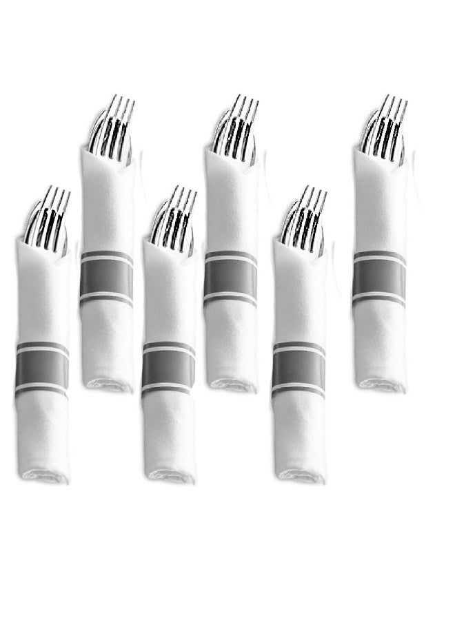 4basix Disposable Cutlery Set Individually Wrapped Pack of 6 Hygienic Plastic Utensil Sets with Fork - Spoon & Knife Perfect for Lunch Boxes Travel Office - Outdoor Meals - Image 1