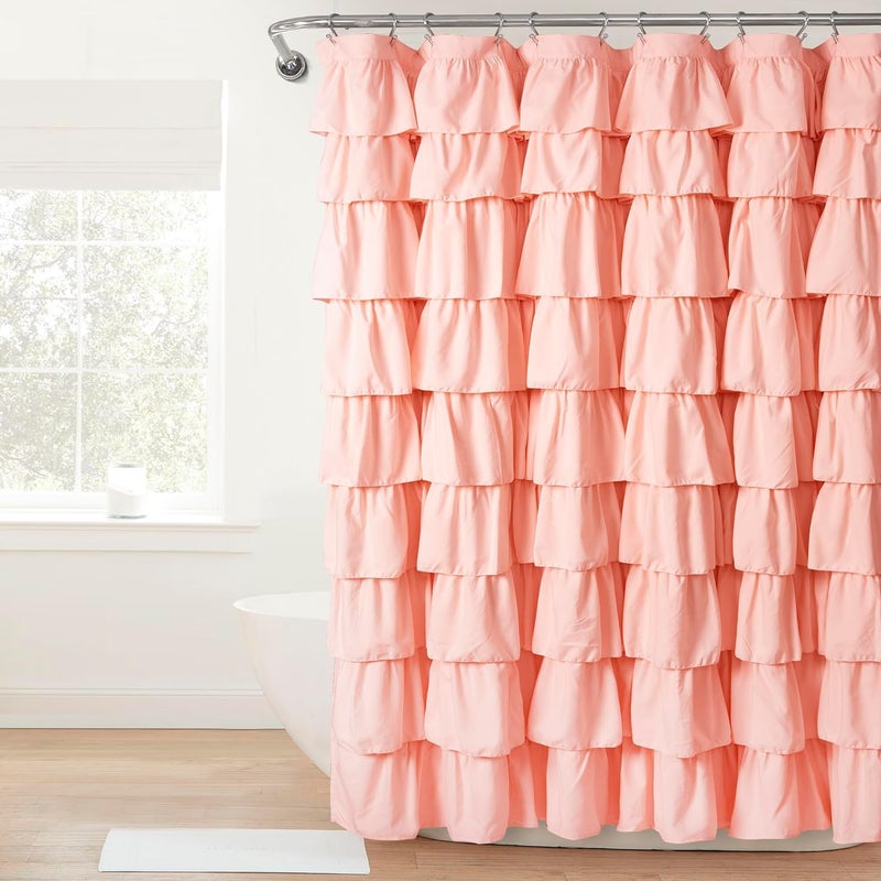 Lush Decor , Blush Ruffle Shower Curtain, 72" x 72", 72" x 72 - Image 1