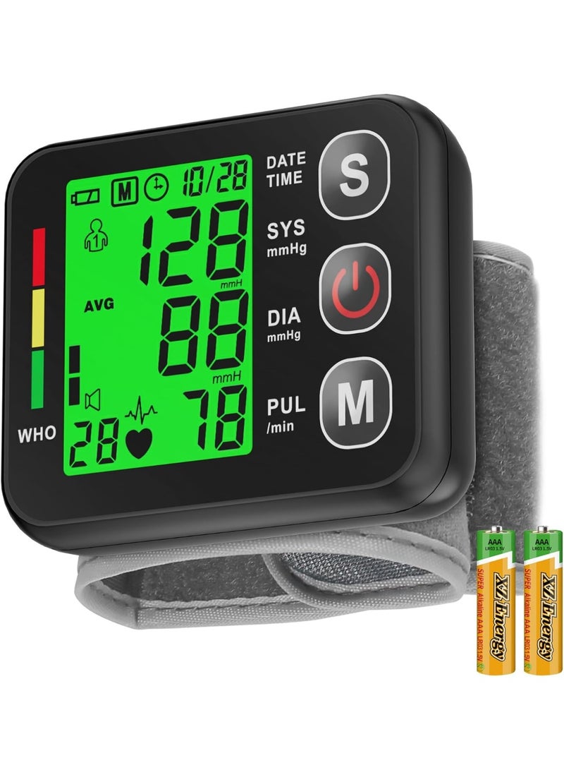 olayks Wrist Digital Blood Pressure Monitor, Voice Enabled Automatic BP Machine with Adjustable Cuff, Heart Rate Detector, 2 AAA Batteries for Home Travel Office - Image 1